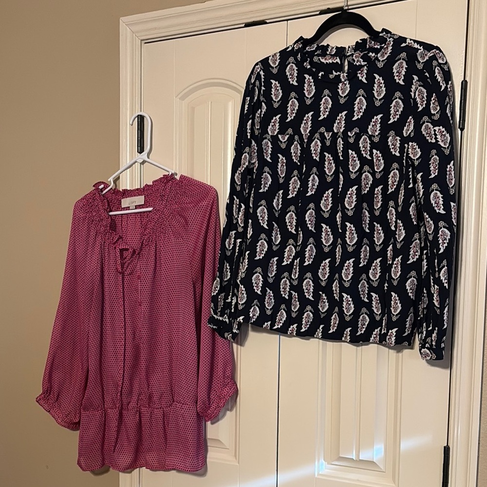 LOFT Black Paisley Blouse and Pink Patterned Top